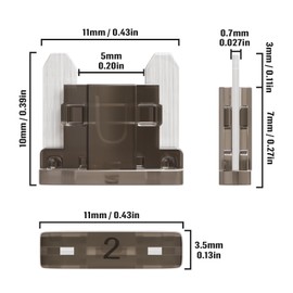 ALLECIN 2A Low Profile Mini Fuse 2 Amp Micro Car Fuses 2Amp Auto Blade Fusible Automotive Fusibles para Carro for RV Boat Automobile Truck (Pack of 50Pcs)