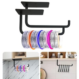 2 PCS Horizontal Tumbler Lid Organizer, Tumbler Lid Organizer for Holds Multiple Lids, Stainless Steel Tumbler Lid Holder Under Cabinet, Wall-Mounted Cup Tumbler Lid Hanger