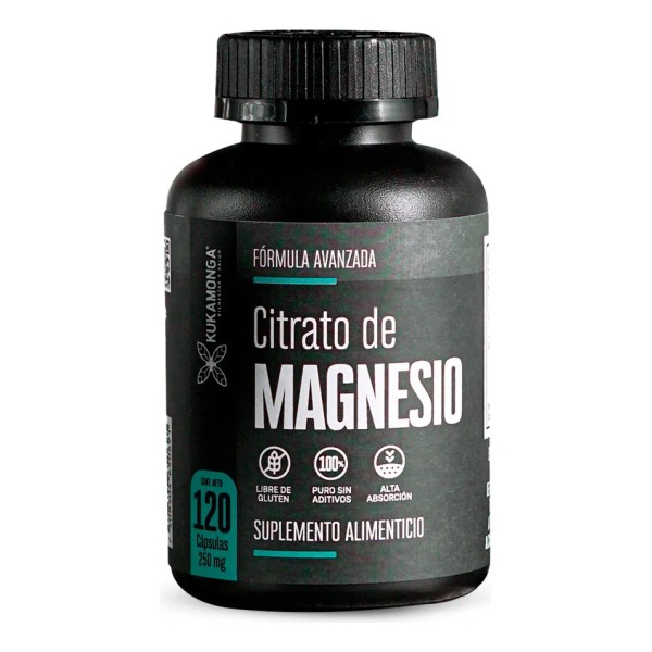 Citrato de Magnesio 120 Cpsulas Magnesium Citrate Apoyo Muscular, Nervioso