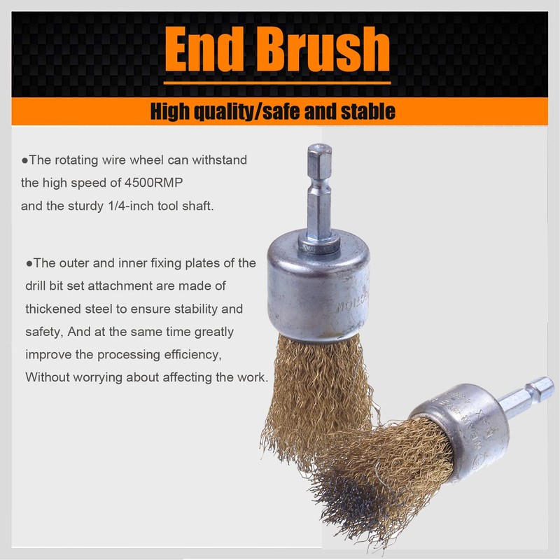 WENORA Wire Brush for Drill, 9 Pcs Brass Wire Wheel