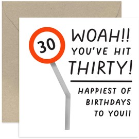Old English Co. Funny 30th Birthday Card for Him or Her - Speed Road Sign Thirtieth Birthday Card for Men and Women - Hilarious Age Milestone Card | Blank Inside Envelope