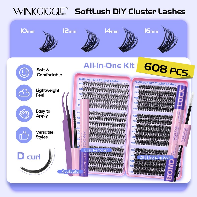 Lash Clusters Kit Individual Lash Extensions with Bond and Seal