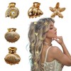 5 PCS Cute Small Imitation Shell Pearl Hair Clip,Gold Pearl