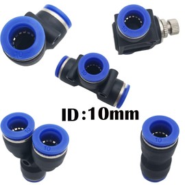 Pneumatic Connector, CESFONJER 13 Pieces Air Push Quick Fittings Kit, for 10 mm PU/PE/Nylon Pipe (Y+T+L+I Type + Pipe Throttle Valve Combo)