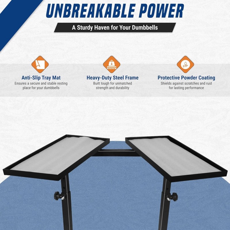 FEBTECH Adjustable Dumbbell Weight Rack Stand With Wheels – 4