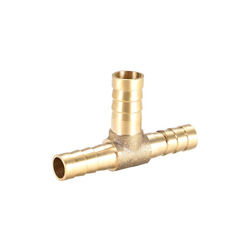 sourcing map Brass Hose Reducer Fitting T 3 Way Barb