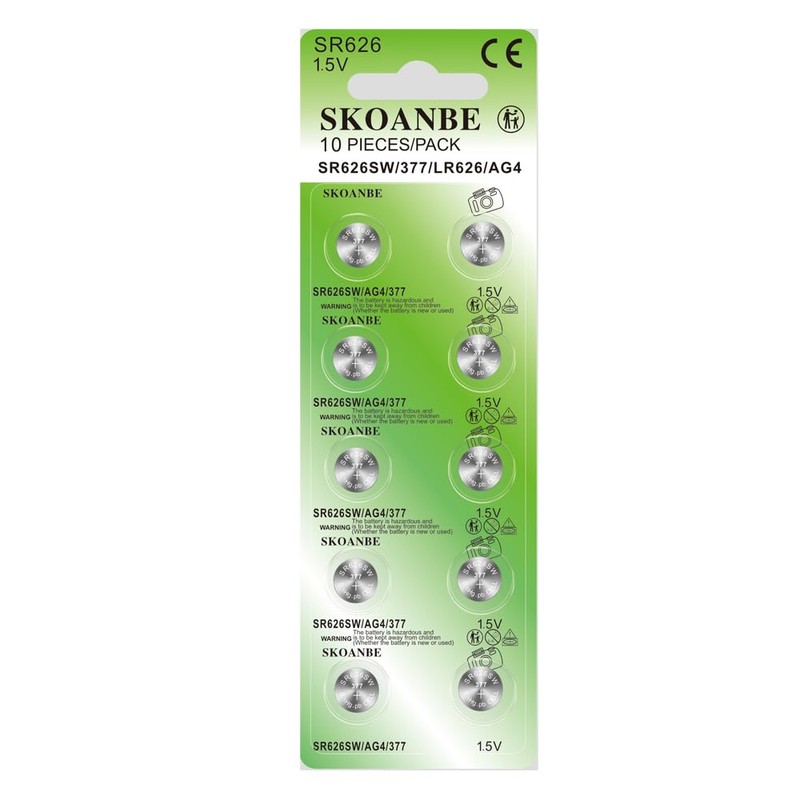 SKOANBE 10Pack SR626SW 377 LR626 AG4 1.5V Watch Battery