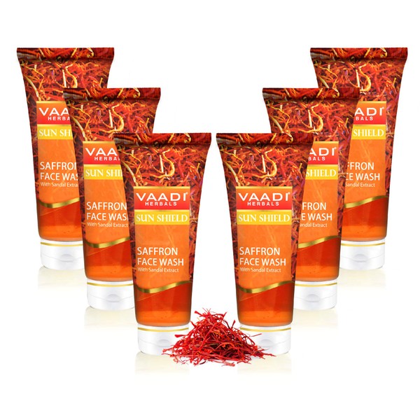 Vaadi Herbals Saffron Face Wash with Sandalwood Extract, 2 fl. Oz Each (Pack of 6)