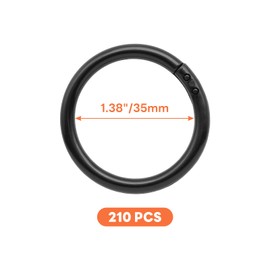 Semrien 210 Pcs 1-1/3 Inch Plastic Binder Rings, Loose Leaf Binder Book Rings, Black Index Card Rings Binder Clip Rings for Flash Cards, Key Rings, Index Cards, Paper (35mm)