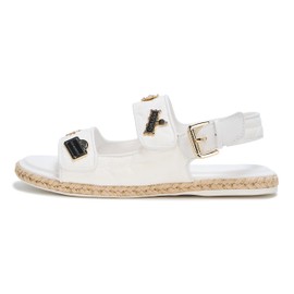 Karl Lagerfeld Paris Women's Everyday Cushioned Insole Hazlet-Flat Slide Sandal, Bright White, 6.5