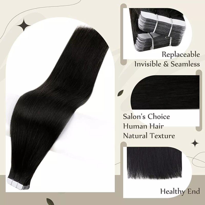 Full Shine Extensiones Cabello Real 50gr 14in 1b Cinta Negra