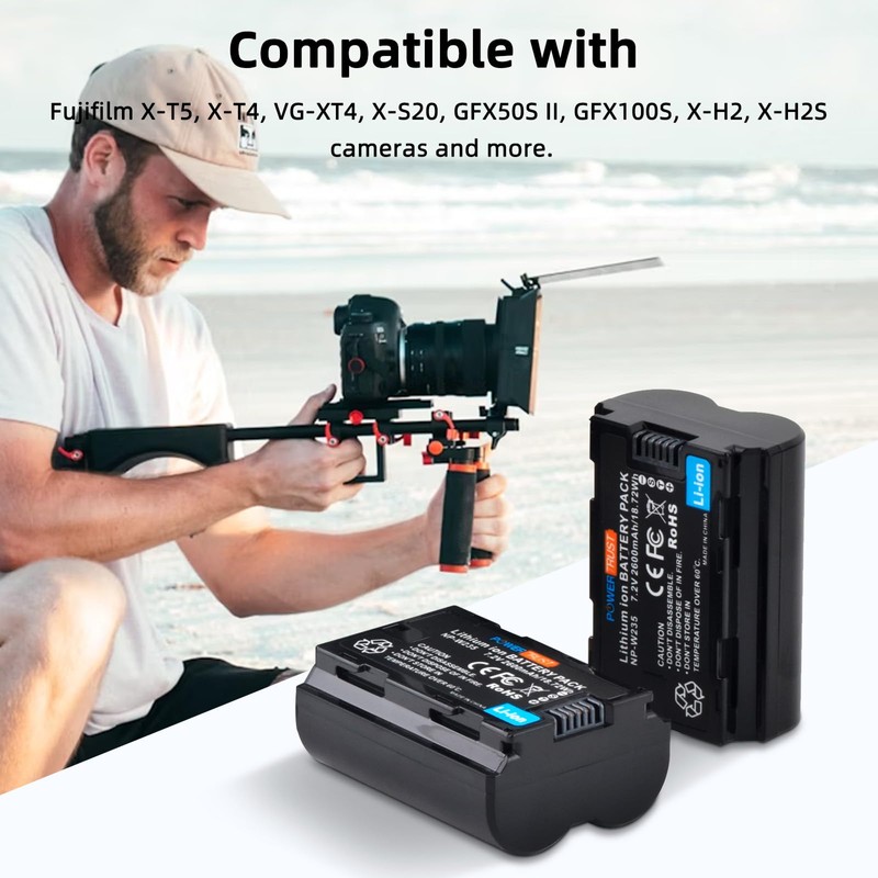 PowerTrust 2-Pack NP-W235 Battery and 20W Fast Charger