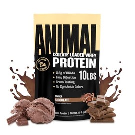 Animal Whey Isolate Protein Powder - Loaded for Pre & Post Workout Muscle Builder and Recovery with Digestive Enzymes for Men & Women - 25g Protein, Great Taste, Low Sugar - Chocolate 10 lbs