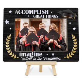 OXRUN Graduation Picture Frame, Graduates Frames with Easel, 4x6 Photo Insert for Party Tabletop Display, Congrats Grad Gifts for Her Him High School College - C06