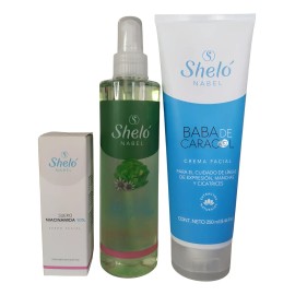 Rutina Facial Tónico Suero Crema Baba Caracol Shelonabel