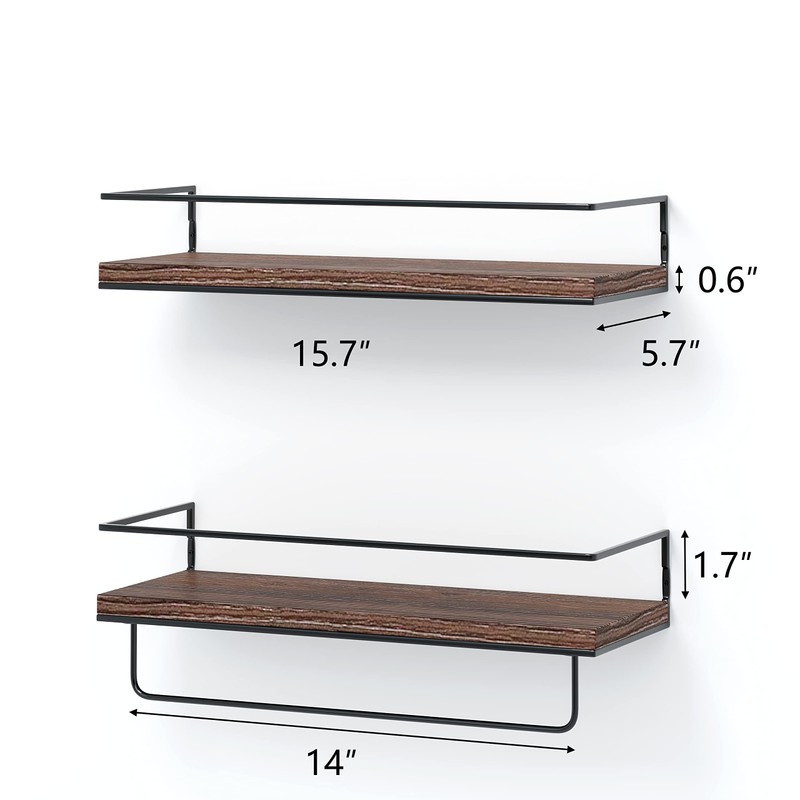 Shario Rustic Wood Floating Shelves - Set of 2, Wall