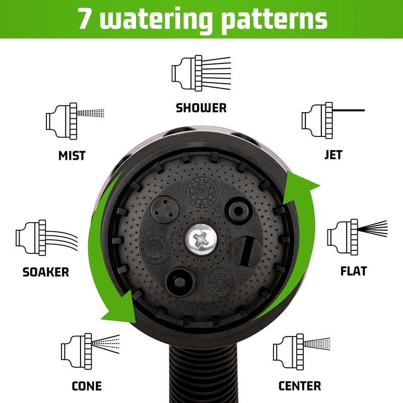 NEXCOVER Garden Hose Nozzle Sprayer - 7 Adjustable Watering Patterns