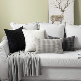 MIULEE Pack of 2 Corduroy Soft Soild Decorative Square Throw Pillow Covers Set Cushion Case for Sofa Bedroom Car 16 x 16Inch 40 x 40 cm