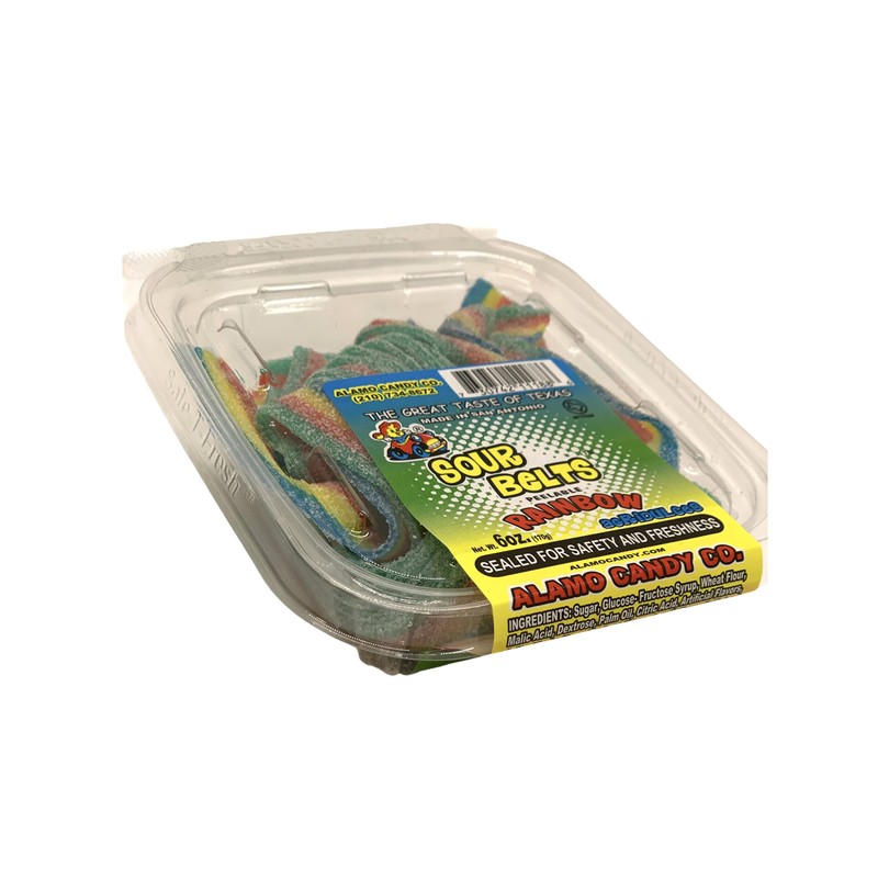 Alamo Candy -1 Count Sour Belts Peelable (Rainbow Belts)