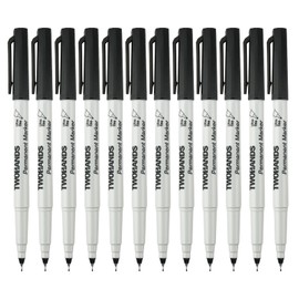 TWOHANDS Permanent Markers Ultra Fine Tip, 0.5mm, Extra Fine Point, Black, 12 Count, 21618
