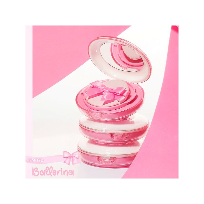 AMUSE Ceramic Skin Perfector Cushion & Puff Set 4items [Ballerina
