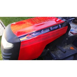 East Coast Vinyl Werkz Hotrod Hood Stripe Flames Lawn Mower Decals Stickers - 2pc Mirrored Set - Funny Decals for John Deere, Murray, Poulan, Craftsman, Husqvarna Lawn mowers. (Grass Reaper (Purple))