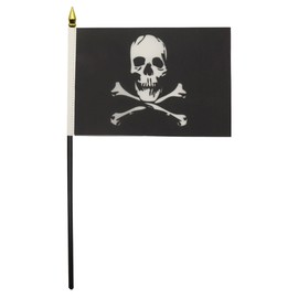 Pirate Skull and Bones Table Flag 4'' x 6'' - Pirates Desk Flag 15 x 10 cm - Golden Spear top - Drapeau Pirate tête de Mort et os AZ FLAG