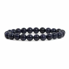 Synthetic Blue Goldstone 8mm Round Beads Stretch Bracelet 7" Unisex