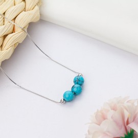 Sereney Turquoise Jewelry for Women, Sterling Silver Choker Necklace with Dainty Western Boho Teal Stone Pendant as December Birthstone Necklace for Teen Girls,Turquoise Crystal Gifts for Mom
