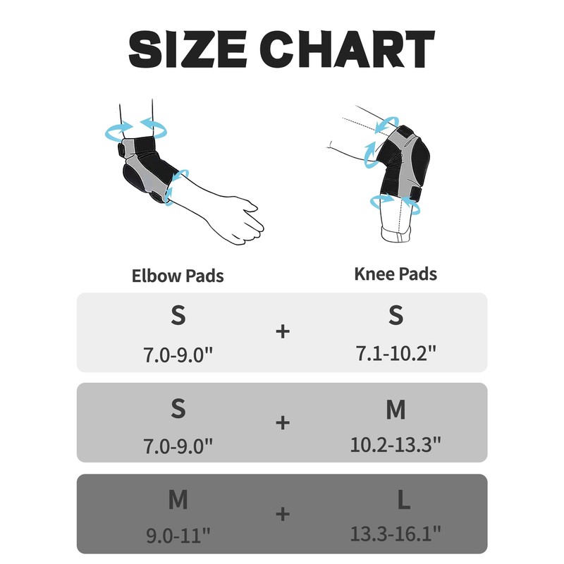 YEEKORO Knee Pads Elbow Pads Set for Kids, Youth Adjustable