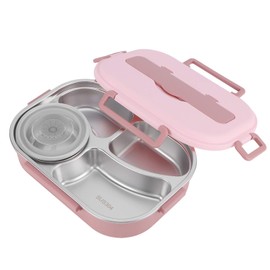 Food Storage Container, Portable 3 Color 4Grid Lunch Box Heat Preservation for Canteens Classroom Lunches Office Meals Family Meals(#3)