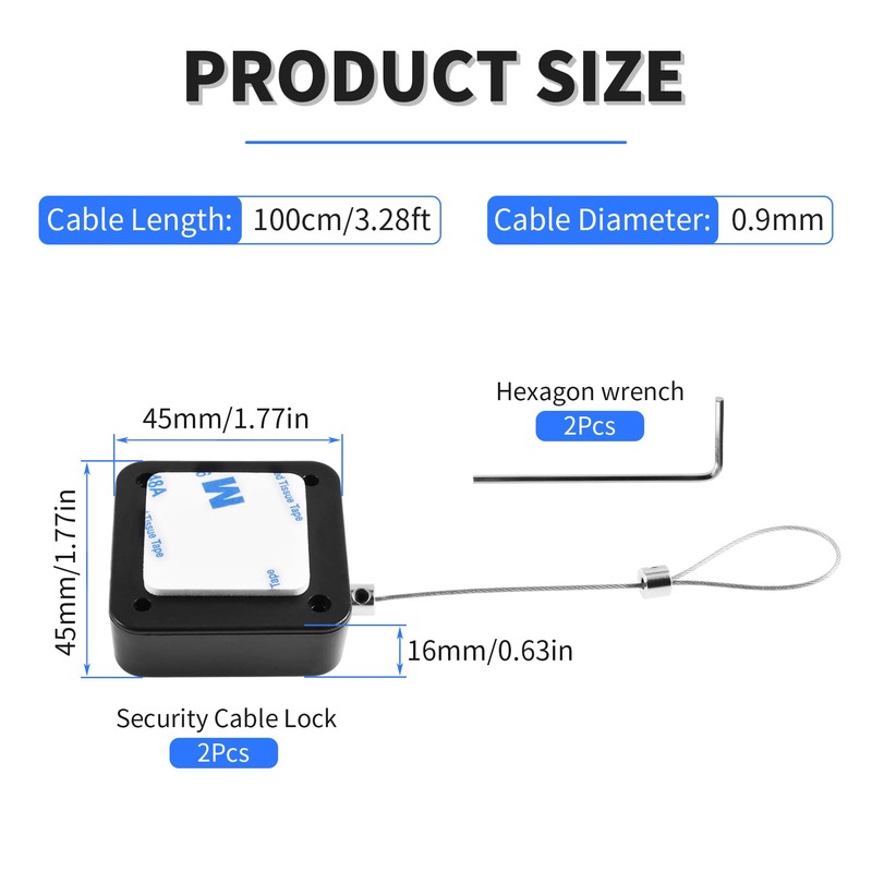 Focmkeas 2 Pcs Retractable Remote Control Cable Tether Lock Remote