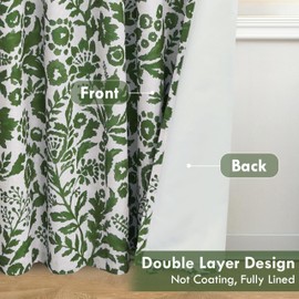 DriftAway Julia Watercolor Blackout Room Darkening Lined Thermal Insulated Energy Saving Window Curtains 2 Layers 2 Panels Each Size 52 Inch by 84 Inch Loden Green