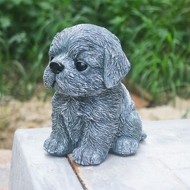 Aiqima Roseee9 Dachshund Statue Garden Decor French Bulldog Statue Resin Crafts Dog Sculpture Patio Lawn Courtyard Home Decoration (A)