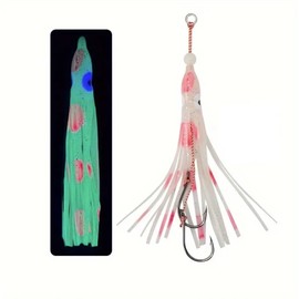 AMZfishing® Octopus Natural Bait System | Norway Fishing | Norway Bait | Octopus Rubber | Sea Fishing Bait | Octopus By-Catcher (Fluo Type 2, # 3/0)