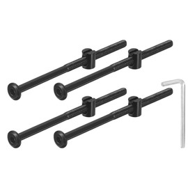 QUARKZMAN 4 Pieces Hex Bolts Bolts with Barrel Nuts, M6 x 110mm Hex Furniture Bed Bolts with Wrench for Chairs and Cribs, Black