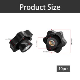 Nzexlyva 10 Pcs M6 Star Clamping Nuts, Wing and Bolts Thumb Screw Tightening Replacement for Machinery Tools, Plastic Star Nuts for Machines and Systems, Furniture, Fitness Equipment