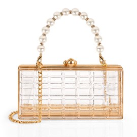 DODAMOUR Transparent Acrylic Shoulder Bag, Clear Crossbody Clutch Purse, Women Evening Clutch Bag, Clear