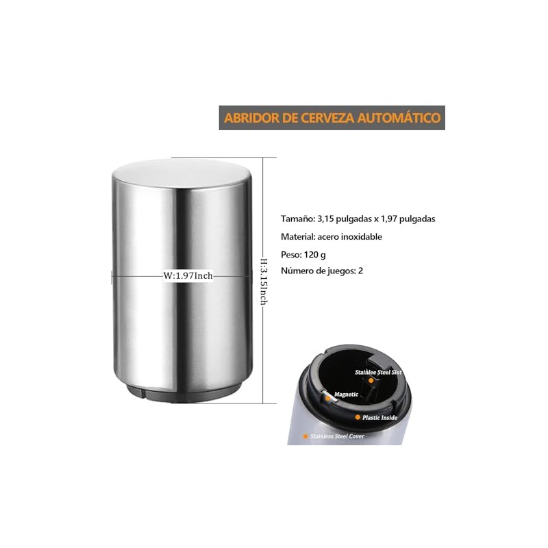 Destapador de Cerveza Automático 2 Pcs, Abridor de Botellas de