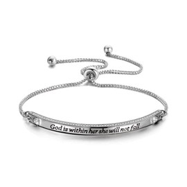 CENWA - Pulsera Religiosa de Regalo Cristiano 46:5 con Texto en inglés God is Within Her She Will Not Fall Zircon