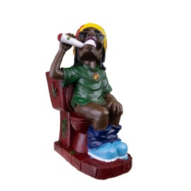8.25" Medium Rasta Jamaican Man Holding Bowl Polyresin Ashtray Decoration | #18