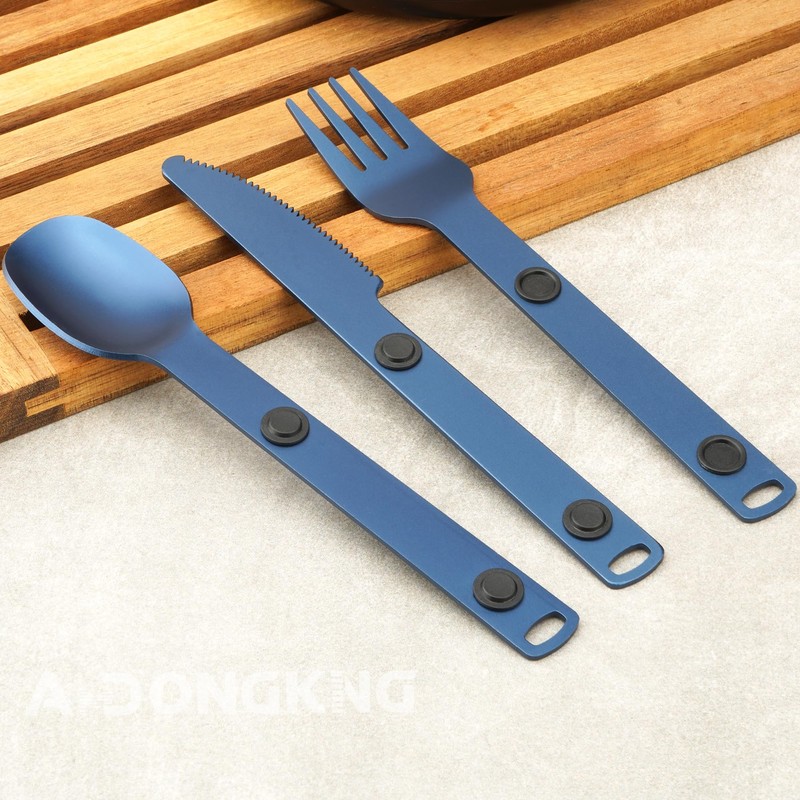 Magnetic Camping Utensil Set, Travel Cutlery Set, Knife, Fork &