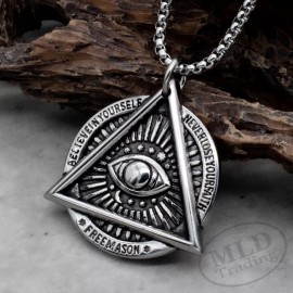 Unbranded Stainless Steel Illuminati Masonic All Seeing Eye Of God Pendant Necklace Men