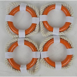 Nautical Tropical Imports Orange and White Life Ring Napkin Rings Orange Ring with White Fabric Set of 8