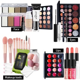 All in One Makeup Kit for Women Full Kit, Valentine's Day Gifts Set for Women Girls, Makeup Essential Bundle Include Eyeshadow Palette Lipstick Blush Foundation Concealer Mascara Eyebrow Pencil
