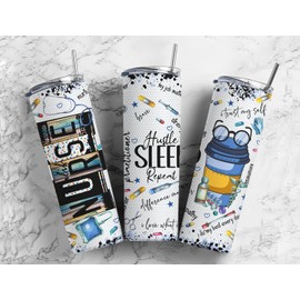 Blue Nurse Practitioner Occupation 20 Oz Skinny Metal Tumbler w/Lid and Straw