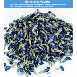 Butterfly Pea Flowers,Non-GMO,Natural Butterfly Pea Tea,Premium Dried Butterfly Pea Flower for Blue & Purple Drinks and Food Coloring (8oz)