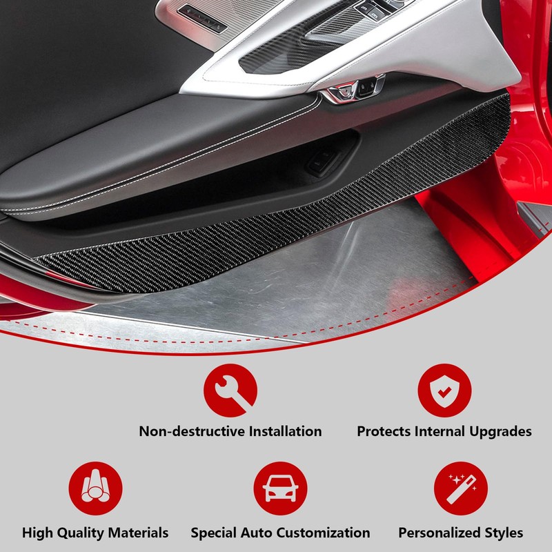 Fancemot Real Carbon Fiber Inner Door Panel Trim Compatible with