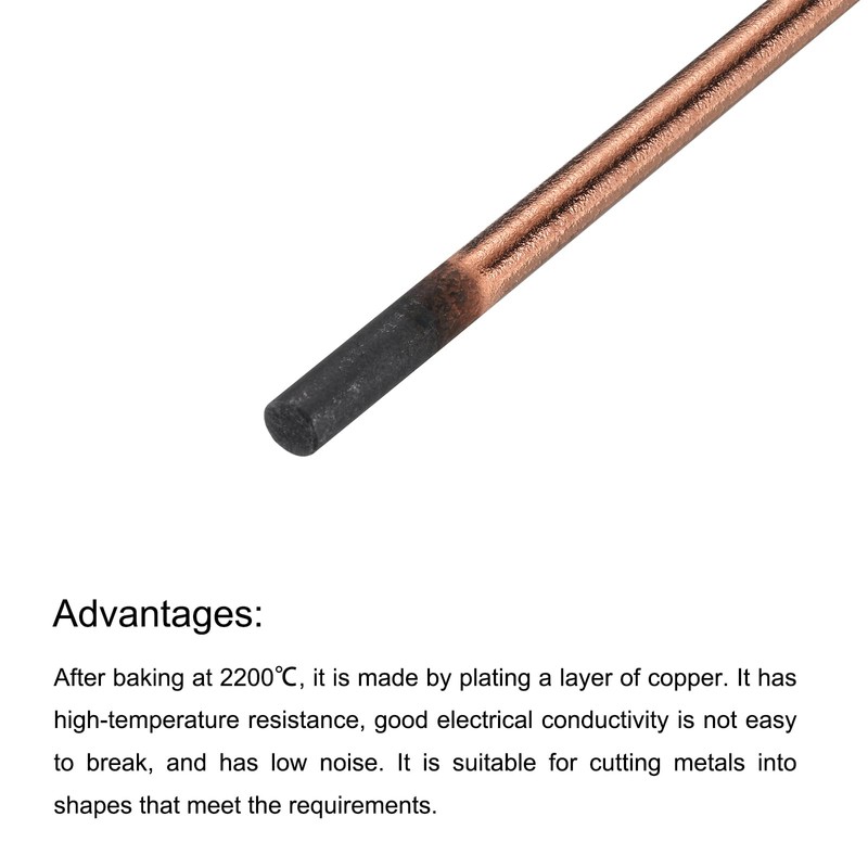 PATIKIL 20pcs 6mmx305mm(1/4"x12") Carbon Arc Air Gouging Rods Copper Graphite