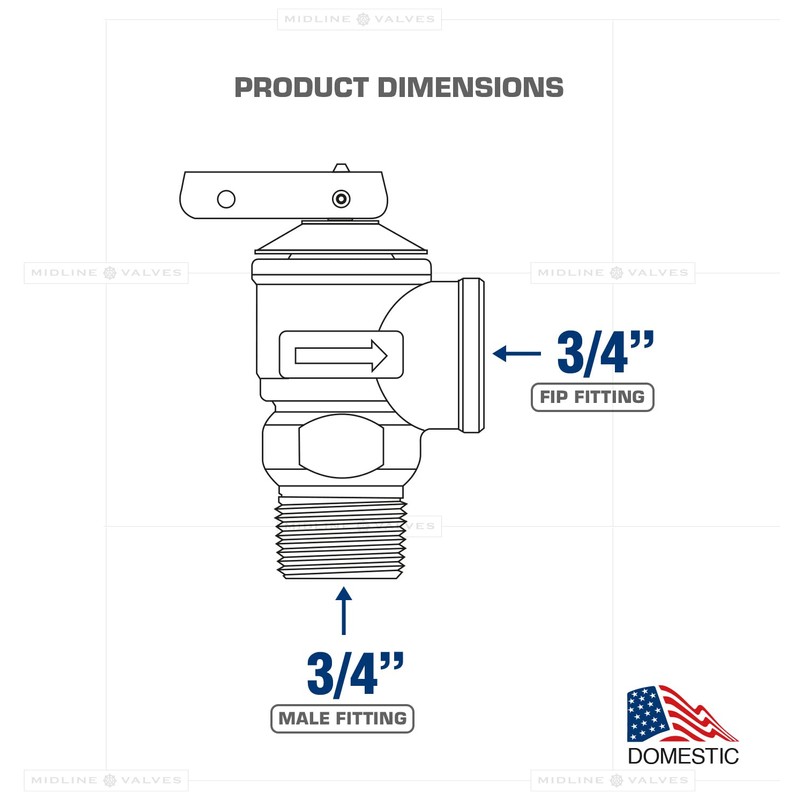 Midline Valve GUHW-QSW256 Pressure Relief Valve for Tankless Water Heater,
